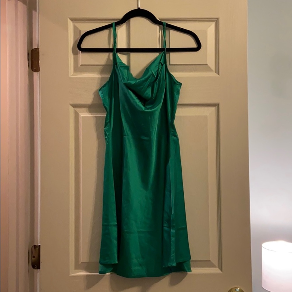 Cowl Neck Satin Dress